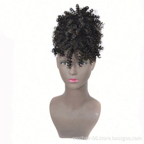 High Puff Ponytail Synthetic Hair Extensions African American Hair Ponytail Drawstring Kinky Curly Donut Chignon ALL Colors